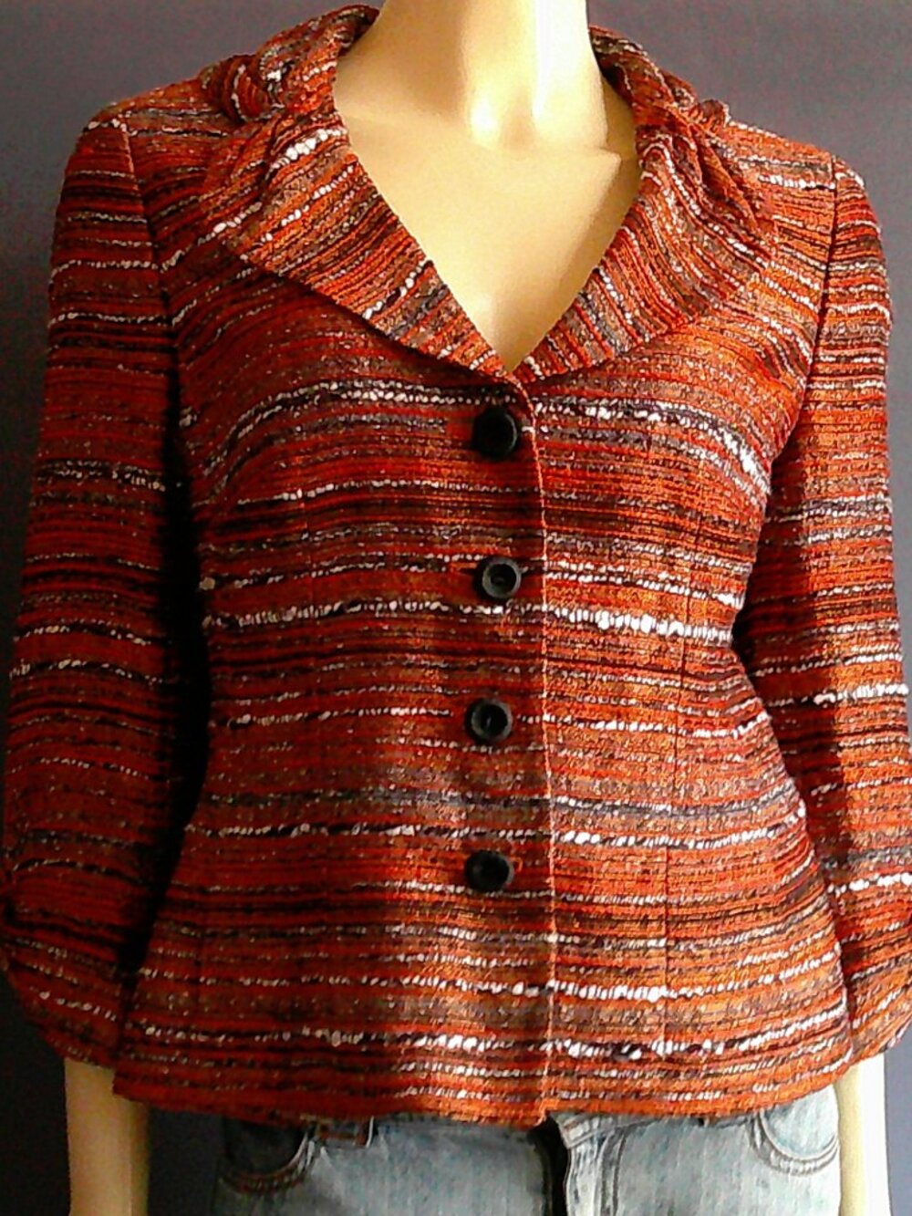 Rena Lange Orange Tweed Boucle Vintage Jacket 10